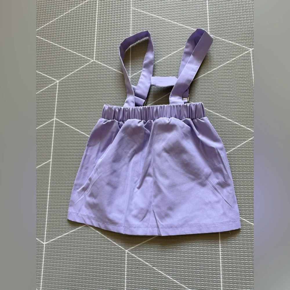 Small shop|Baby girl/toddler Lilac Pastel Suspender Skirt with buttons•••3-4T